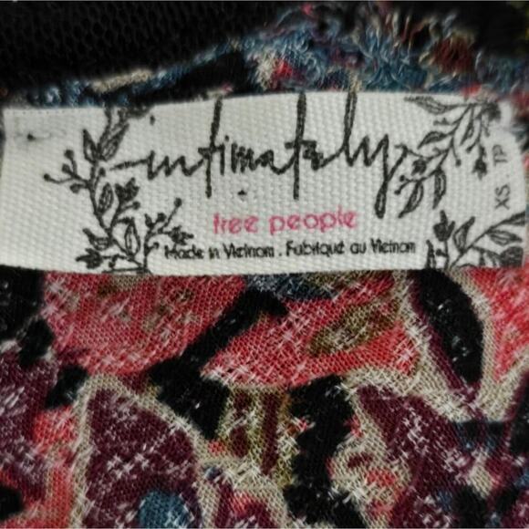 Free People Intimately Marsha Black Print Lace Slip Trapeze Dress XS High‎ Neck - Picture 9 of 9